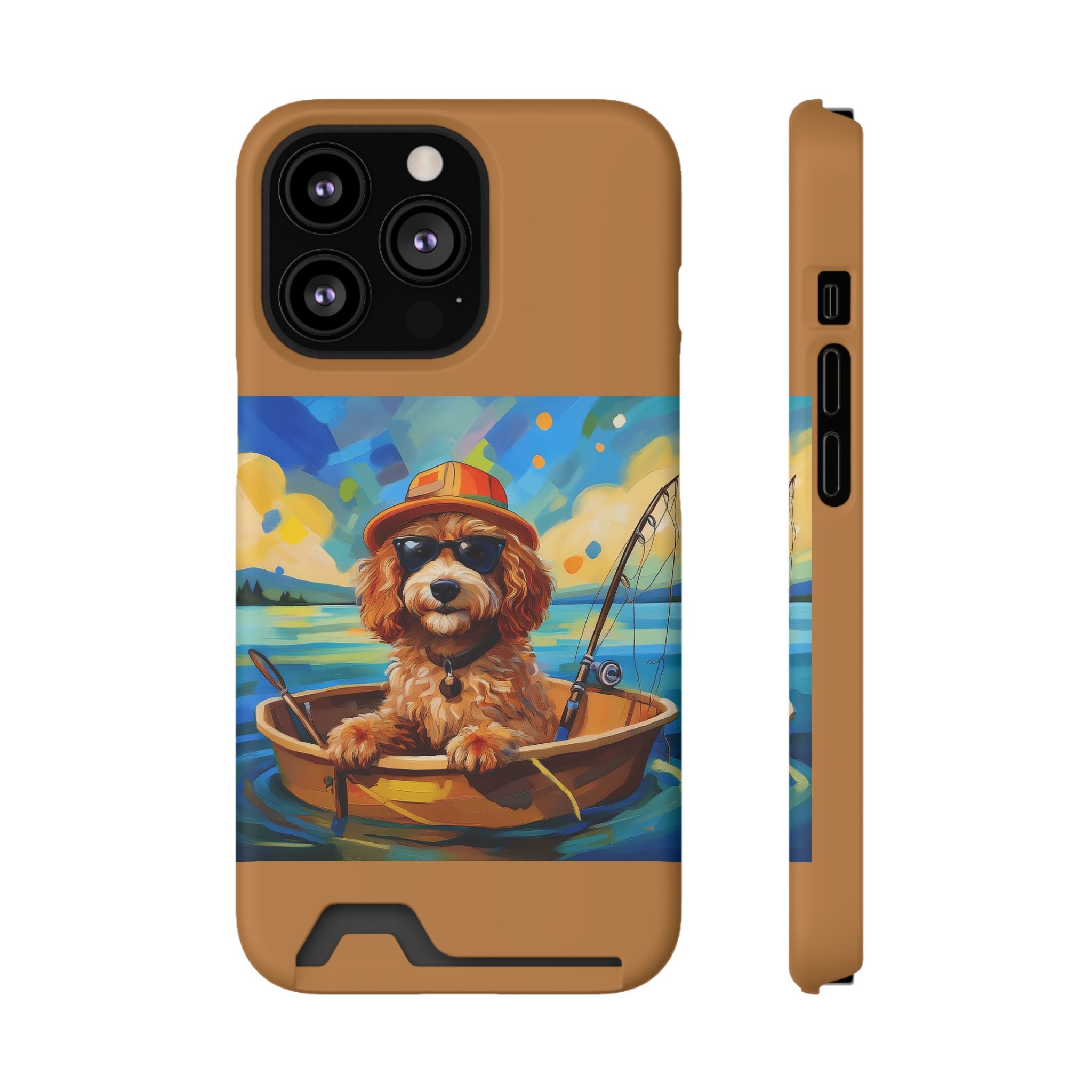 Doodle Fishing Phone Case with Card Holder
