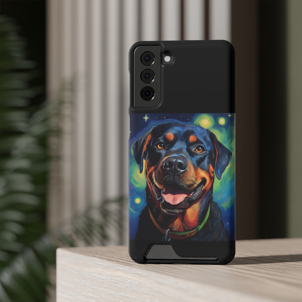 Rottweiler Stary Night Phone Case with Card Holder