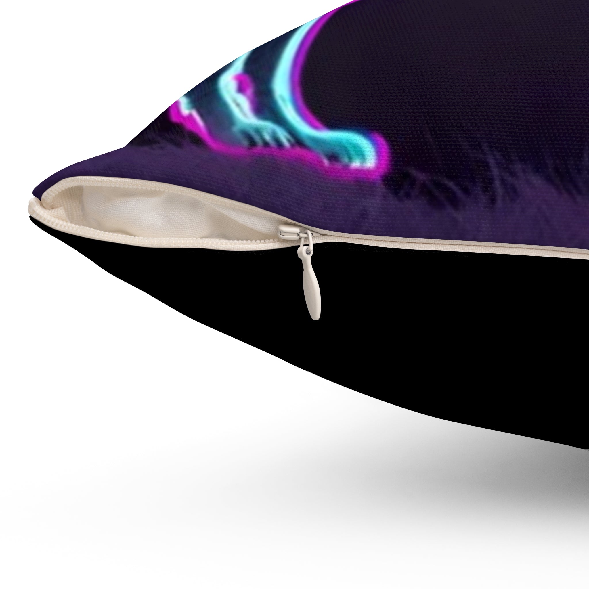 Neon Wolf Howling Square Pillow