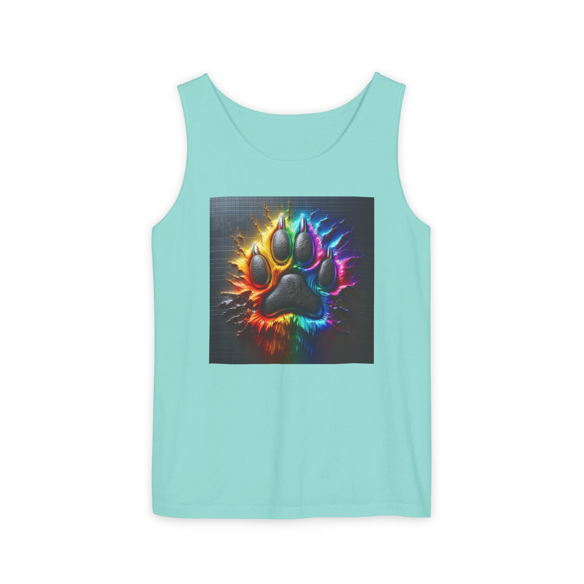 Electric Rainbow Dog Paw Unisex Tank Top