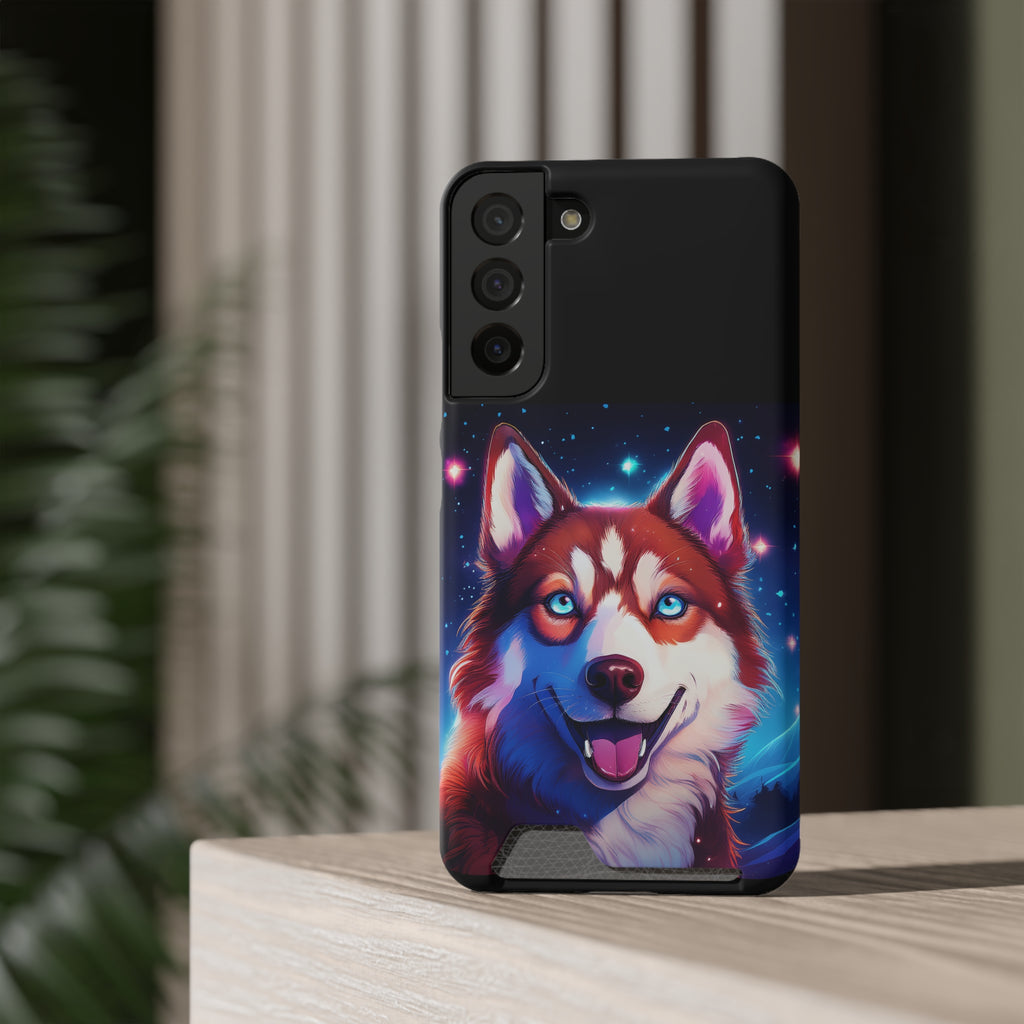 Eskimo Husky Stary Night Phone Case with Card Holder