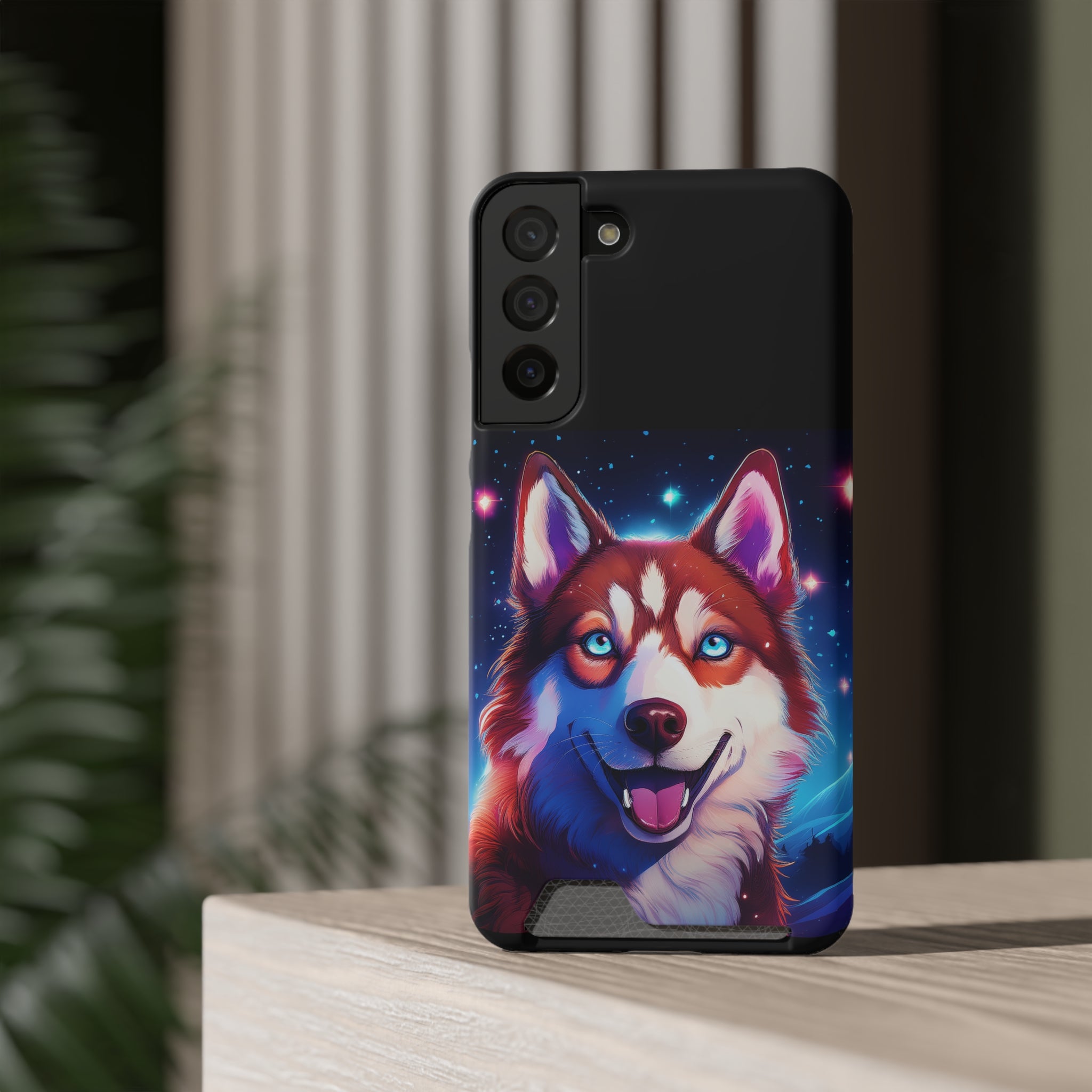 Eskimo Husky Stary Night Phone Case with Card Holder