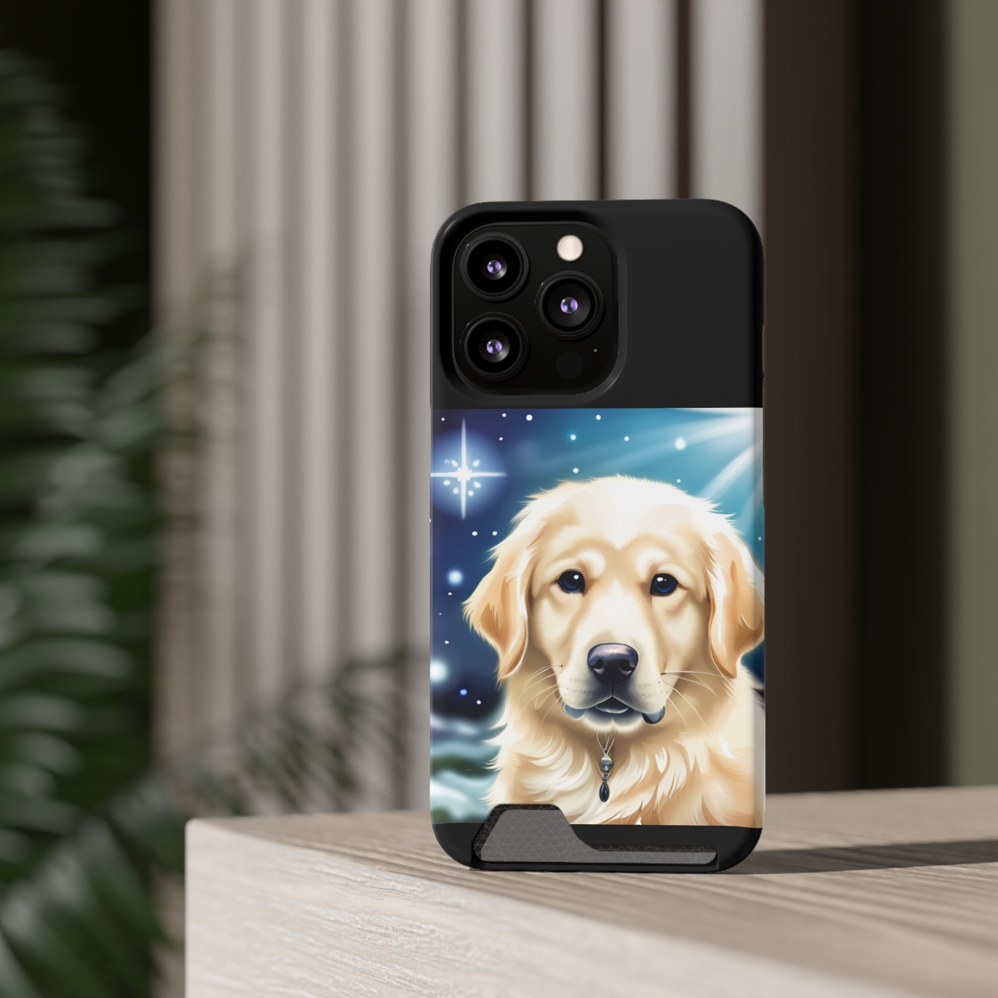 Golden Retriever Stary Night Phone Case with Card Holder