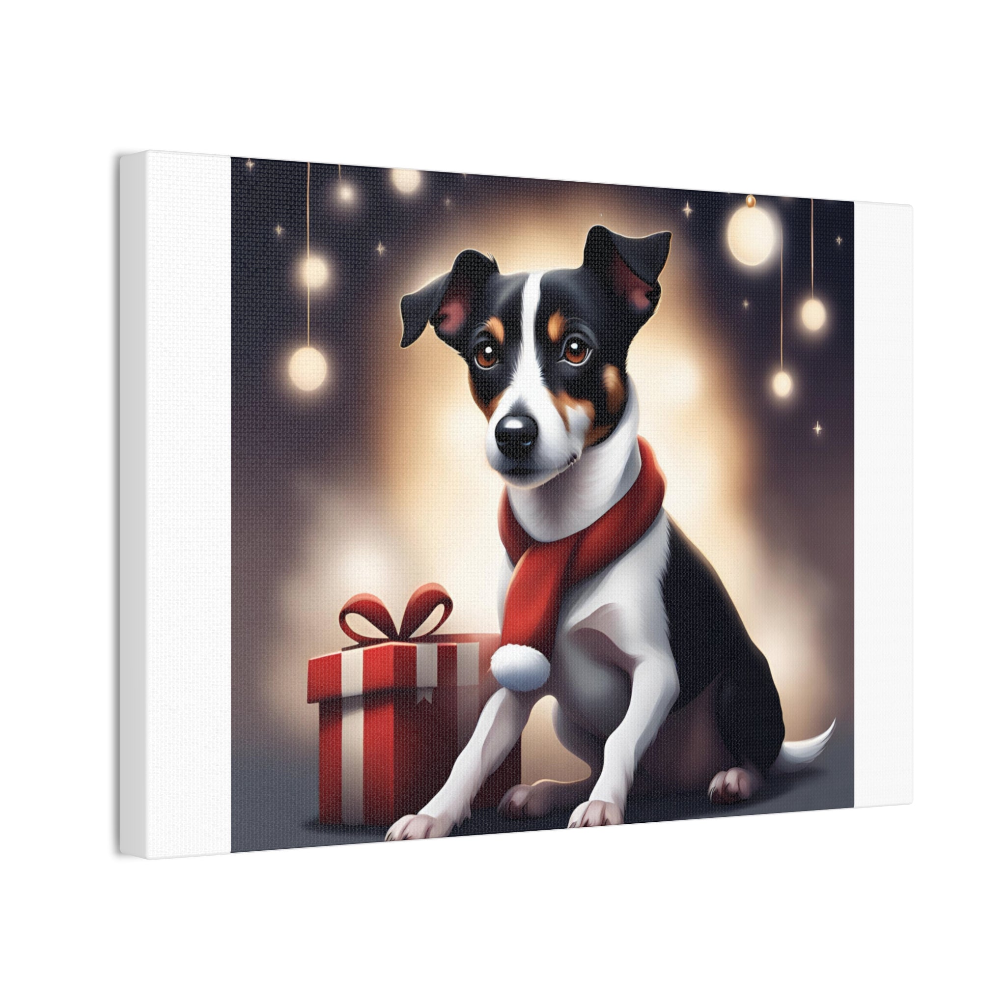 Jack Russel Holiday Canvas Stretched, 0.75"