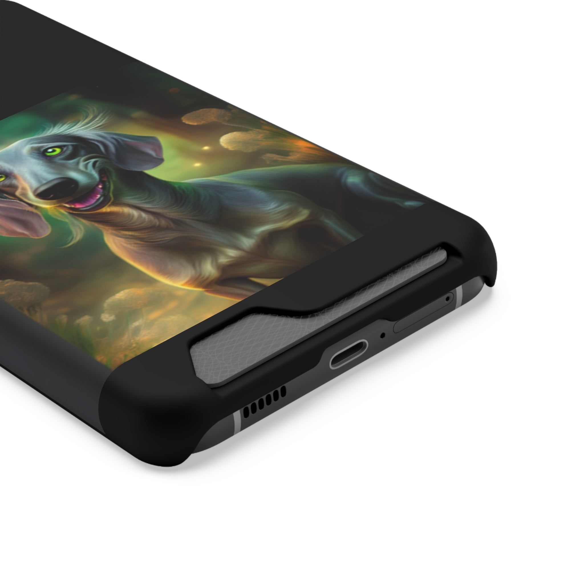 Dachshund Silver Grey Phone Case with Card Holder
