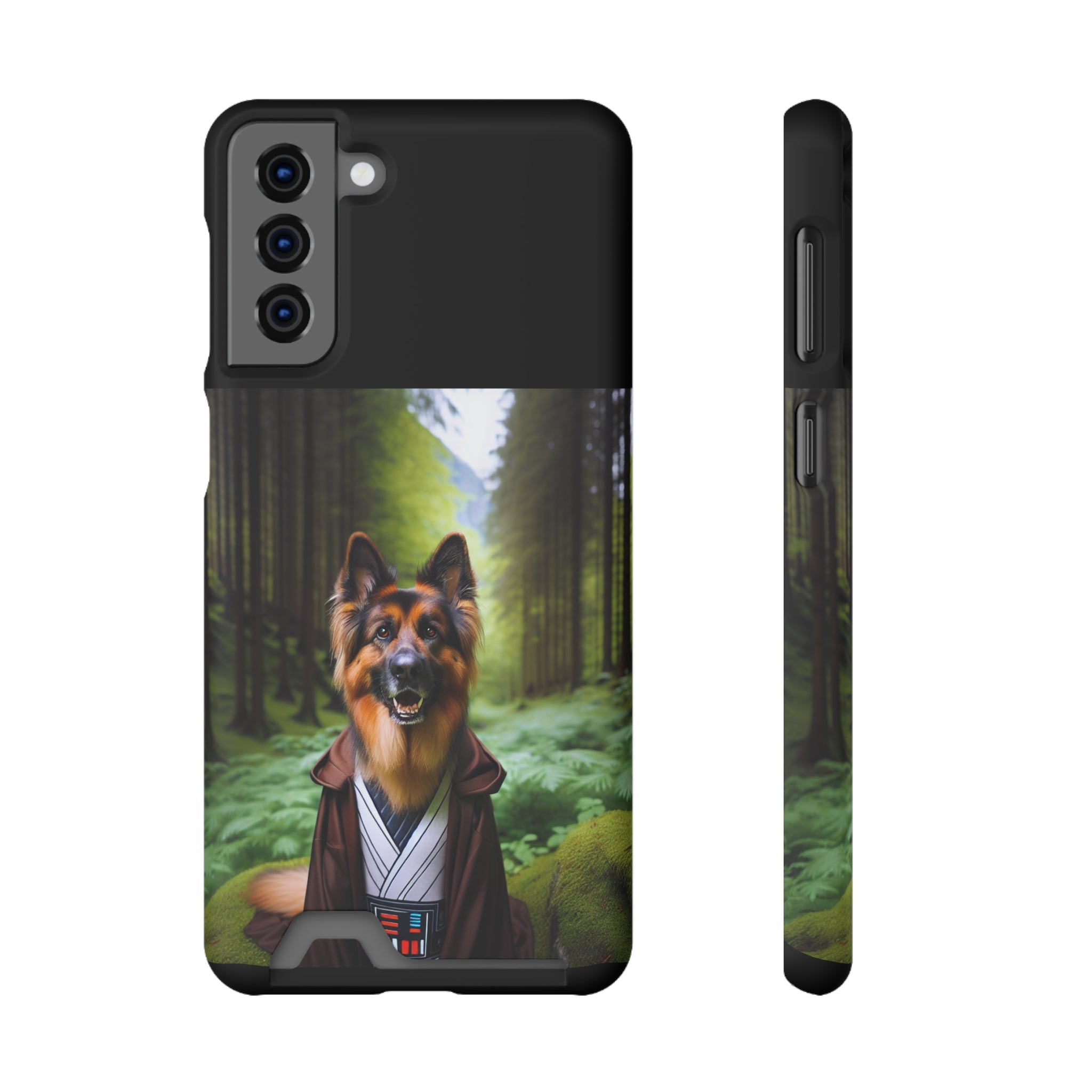 German Shepherd Forest Night Phone Case with Card Holder