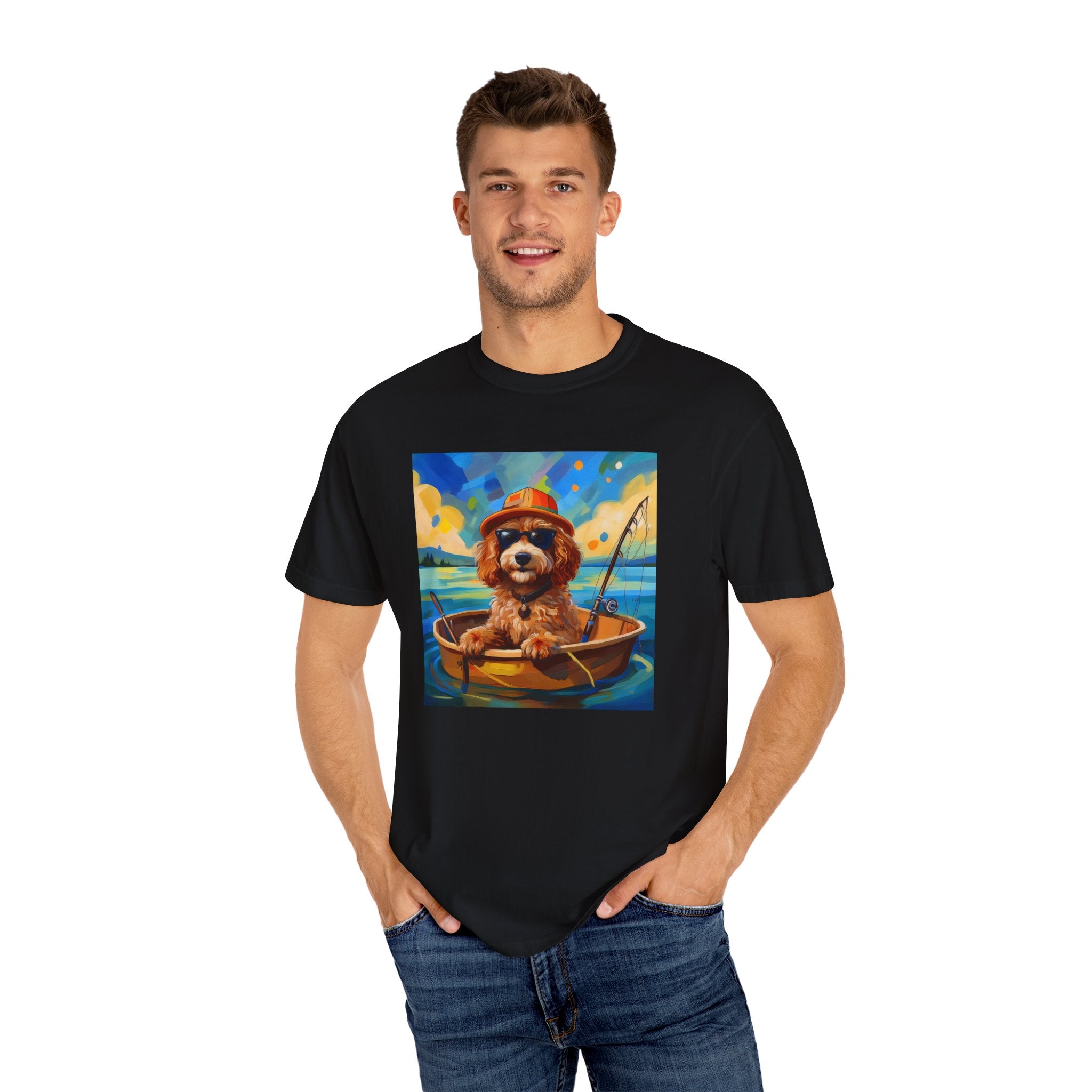 Doodle Fishing Unisex Garment-Dyed T-shirt