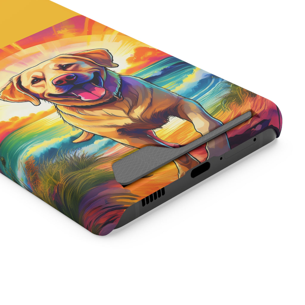Yellow Lab Sunset Beach Phone Case with Card Holder