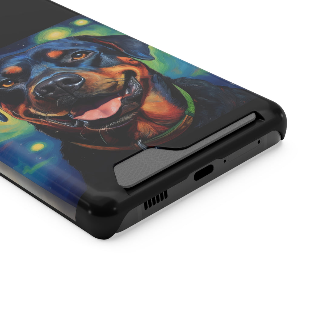 Rottweiler Stary Night Phone Case with Card Holder