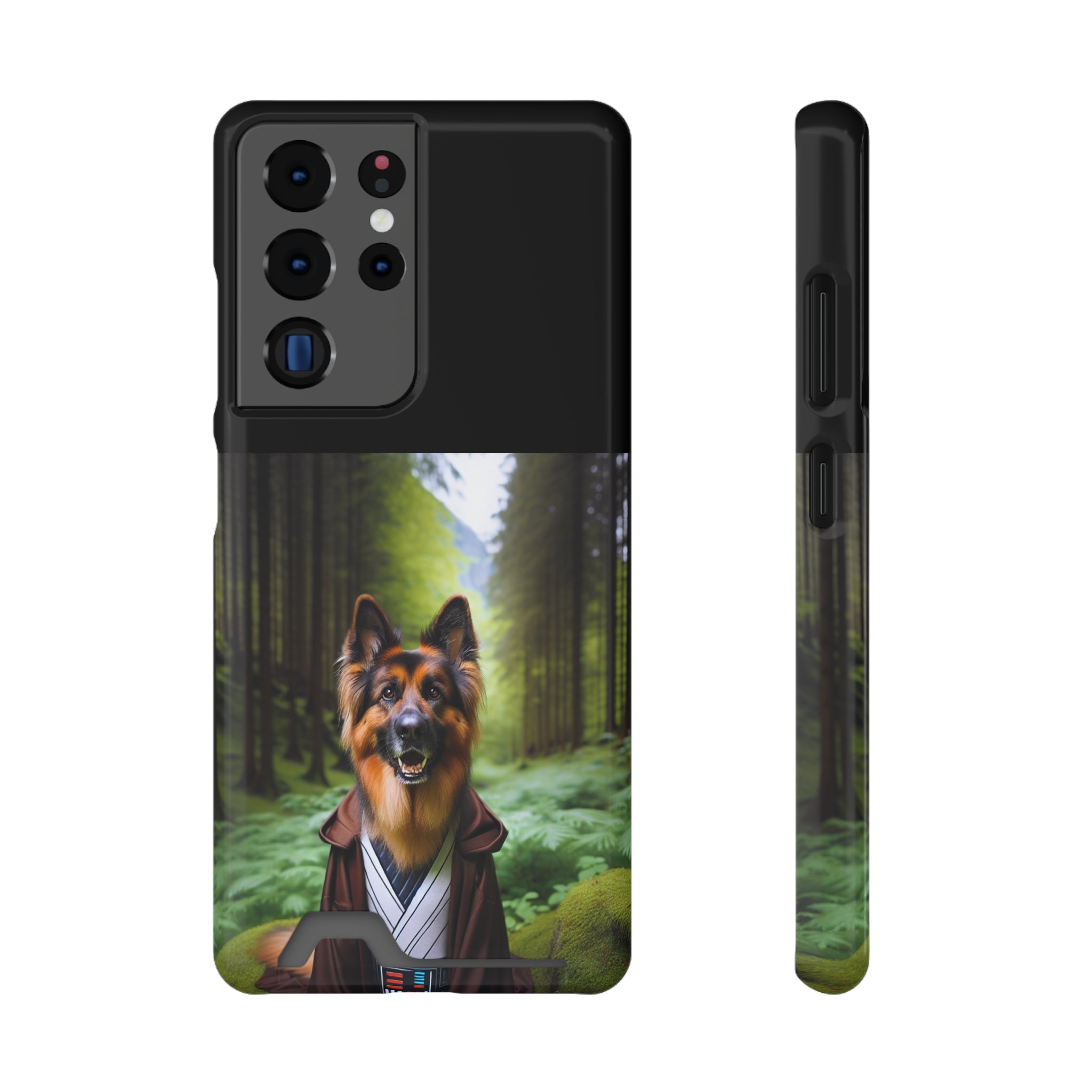 German Shepherd Forest Night Phone Case with Card Holder