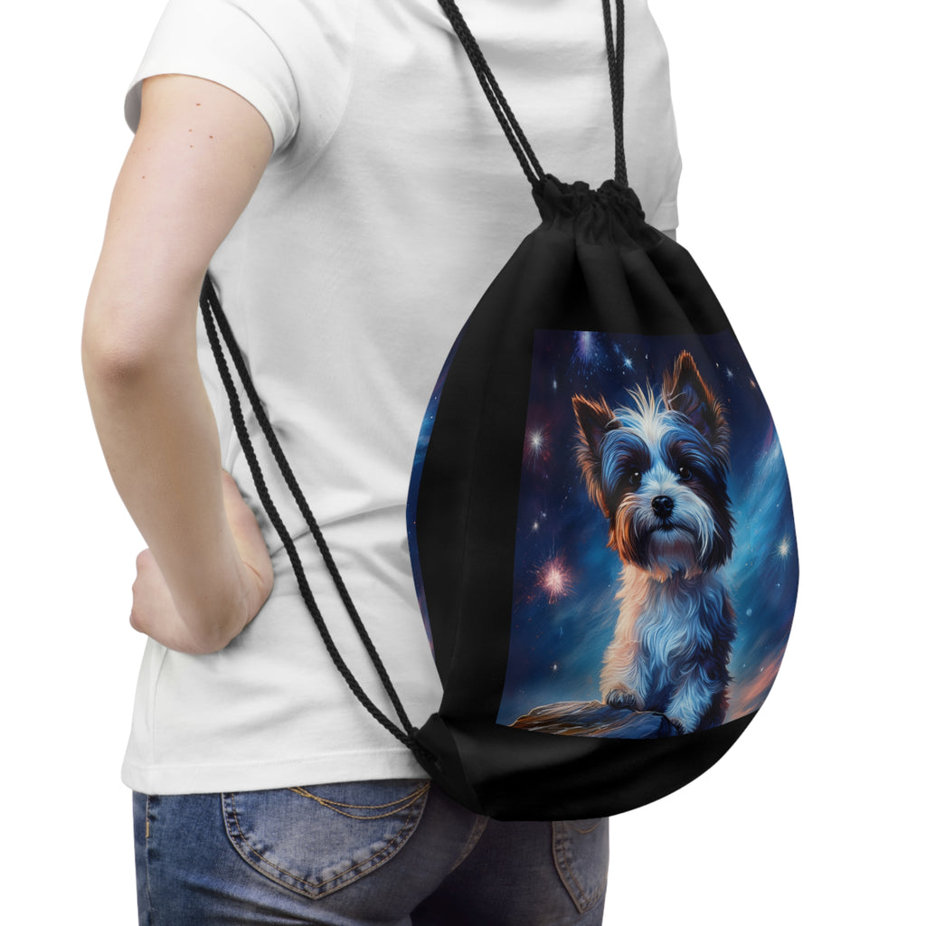 Biewer Terrier Stary Night Drawstring Bag