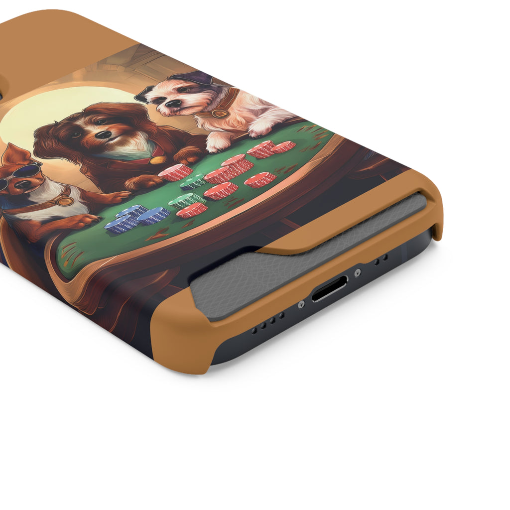 Puppy Poker Phone Case with Card Holder