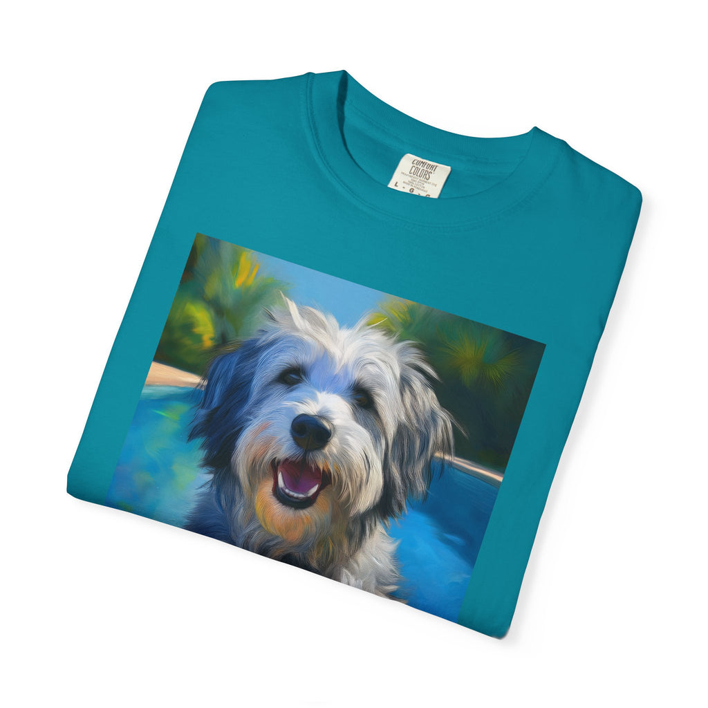 Grey Shaggy Dog Poolside Unisex Garment-Dyed T-shirt