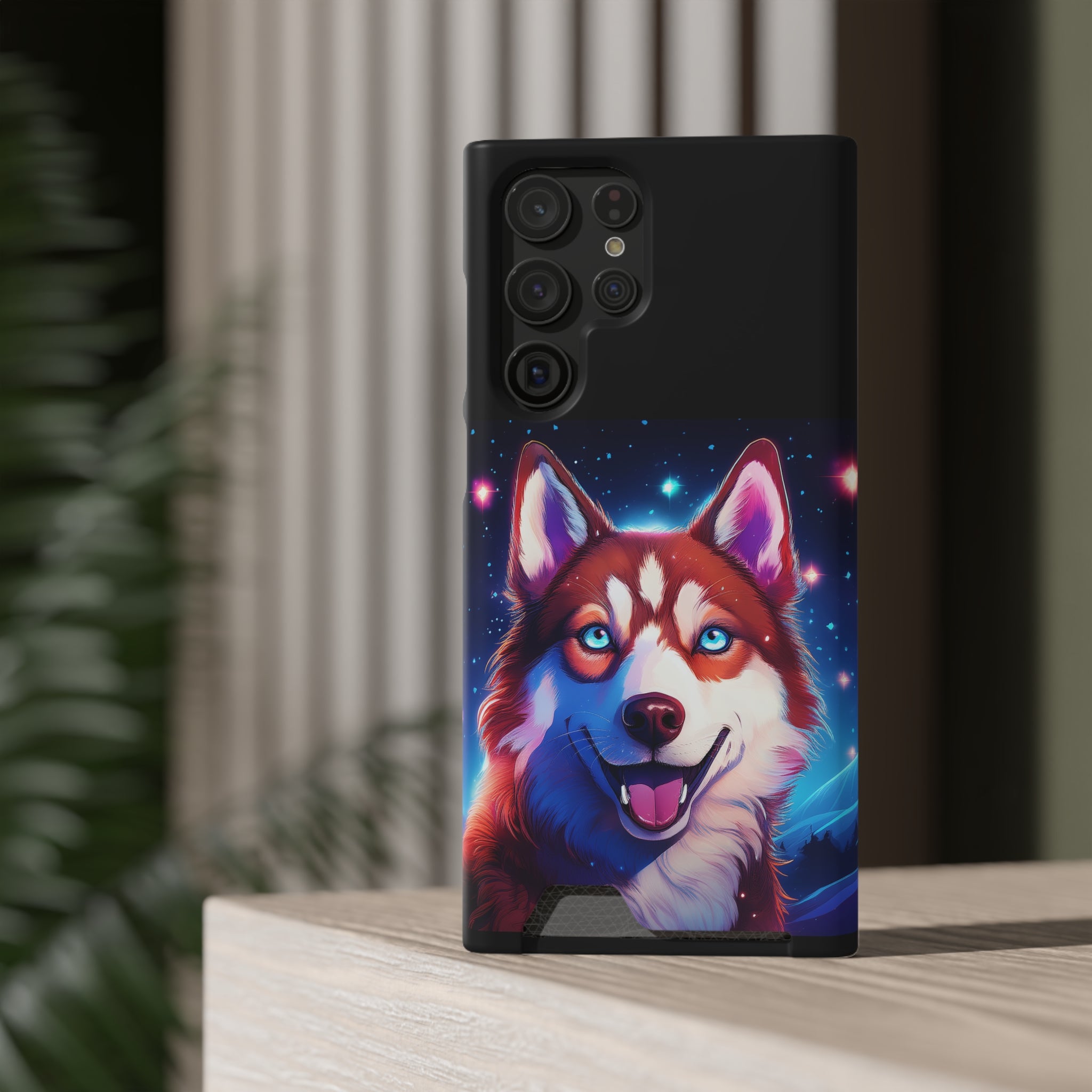 Eskimo Husky Stary Night Phone Case with Card Holder
