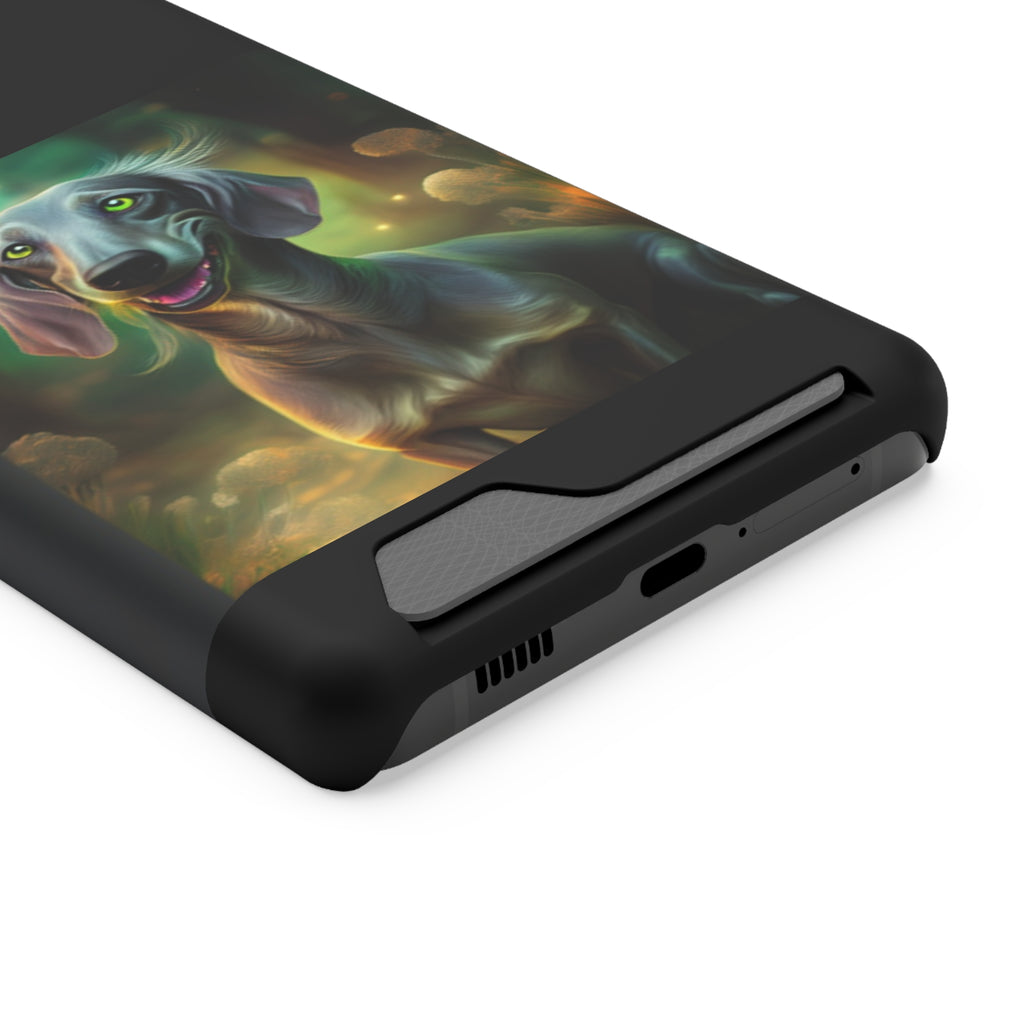 Dachshund Silver Grey Phone Case with Card Holder