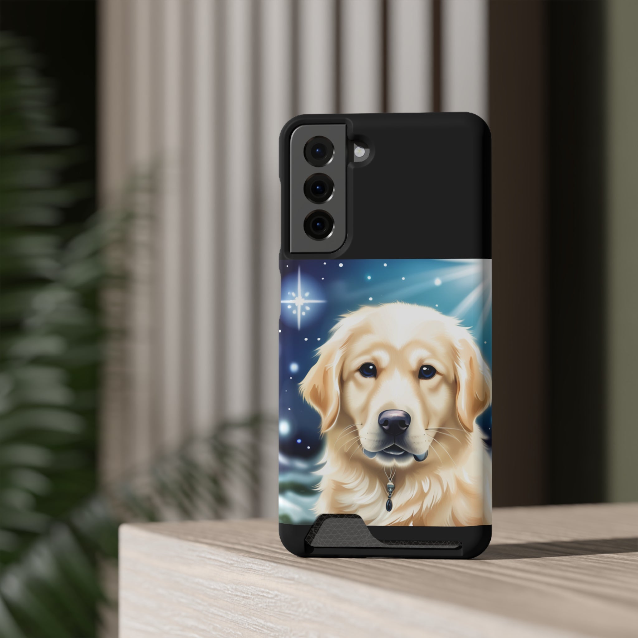 Golden Retriever Stary Night Phone Case with Card Holder
