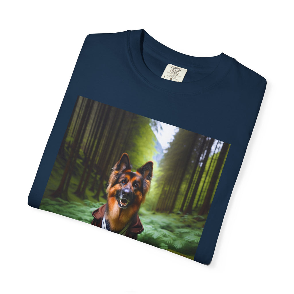 German Shepherd Forest Knight Unisex Garment-Dyed T-shirt