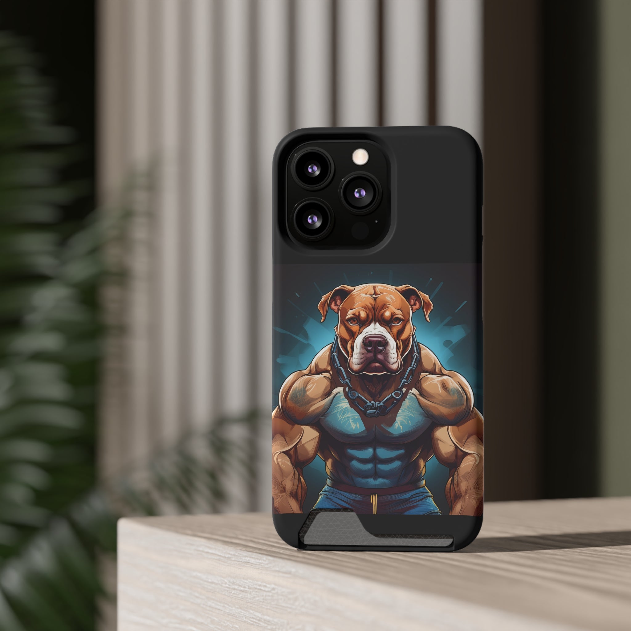 Pitbull Body Builder Phone Case with Card Holder