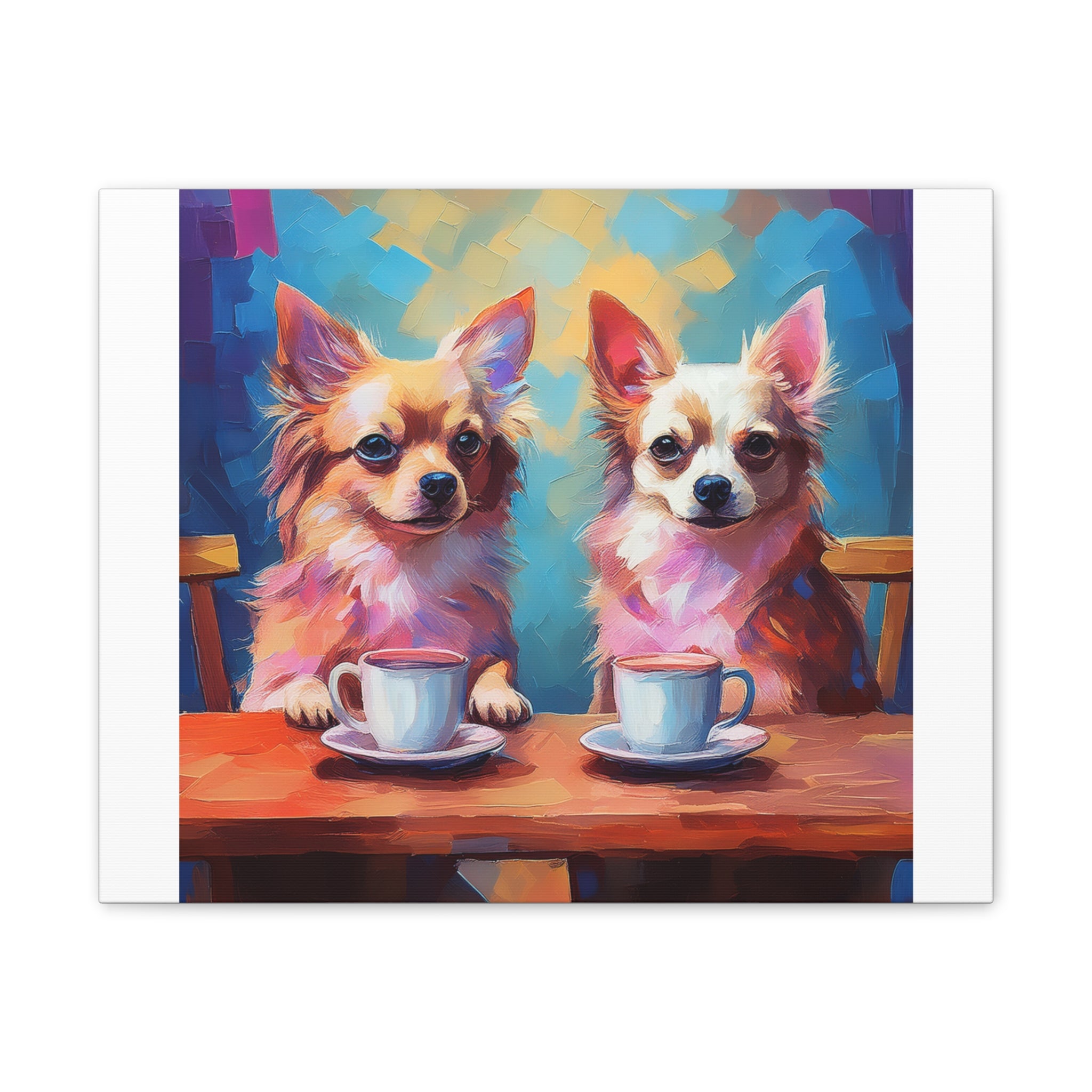 Cafe con Chihuahua Canvas Stretched, 0.75"