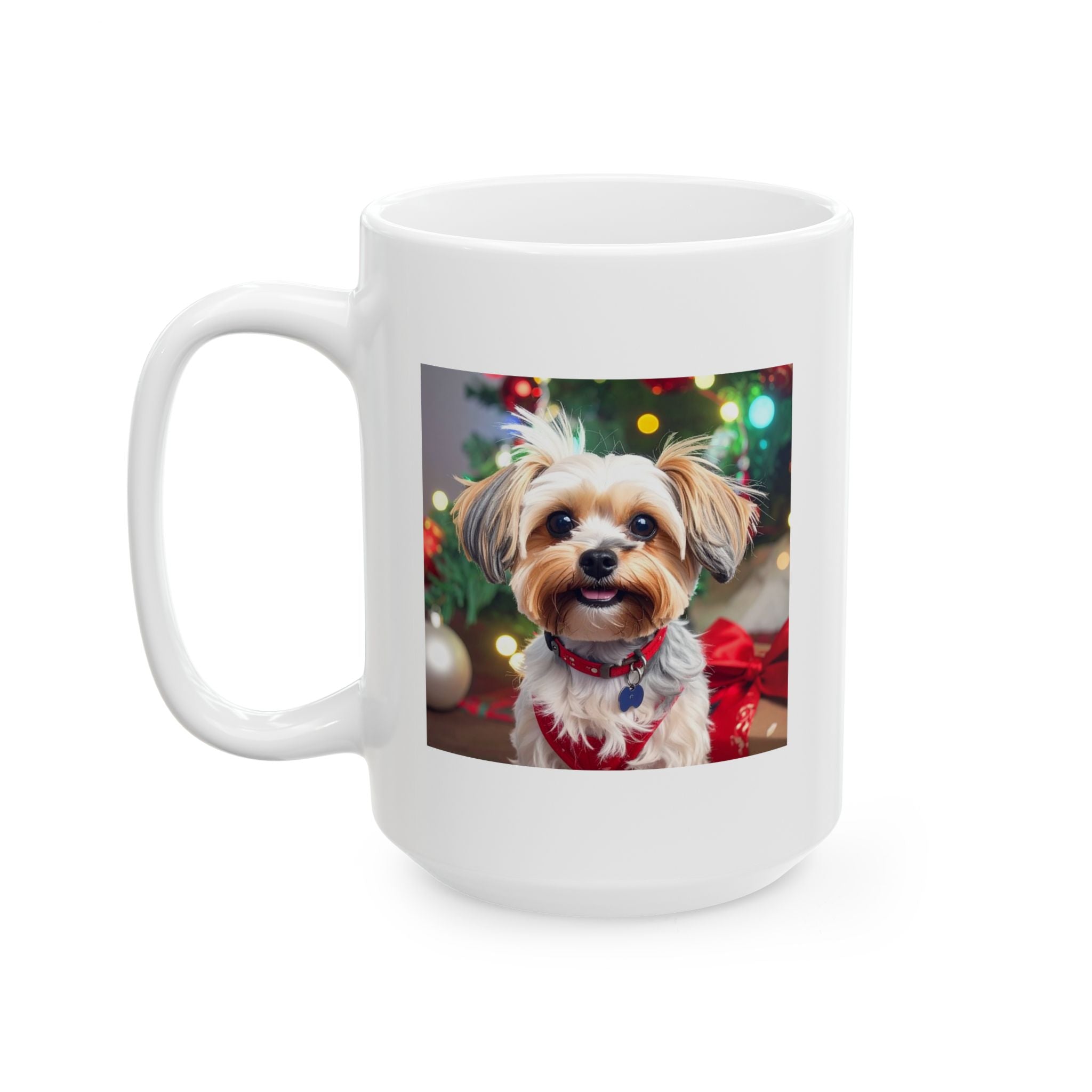 Yorkie Holiday Ceramic Mug, (11oz, 15oz)
