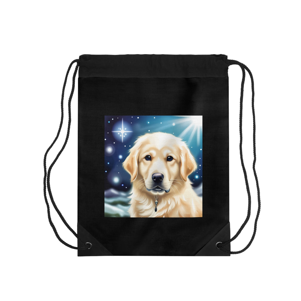 Golden Retriever Stary Night Drawstring Bag