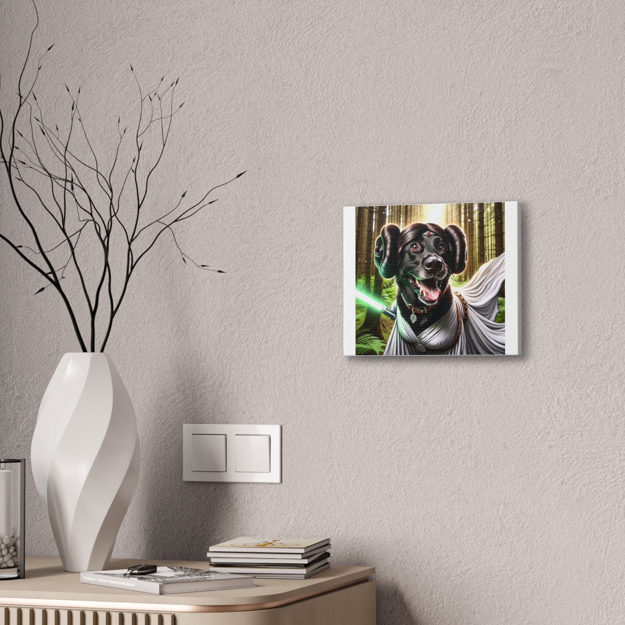 Black Lab Galaxy Princess Canvas Stretched, 0.75"