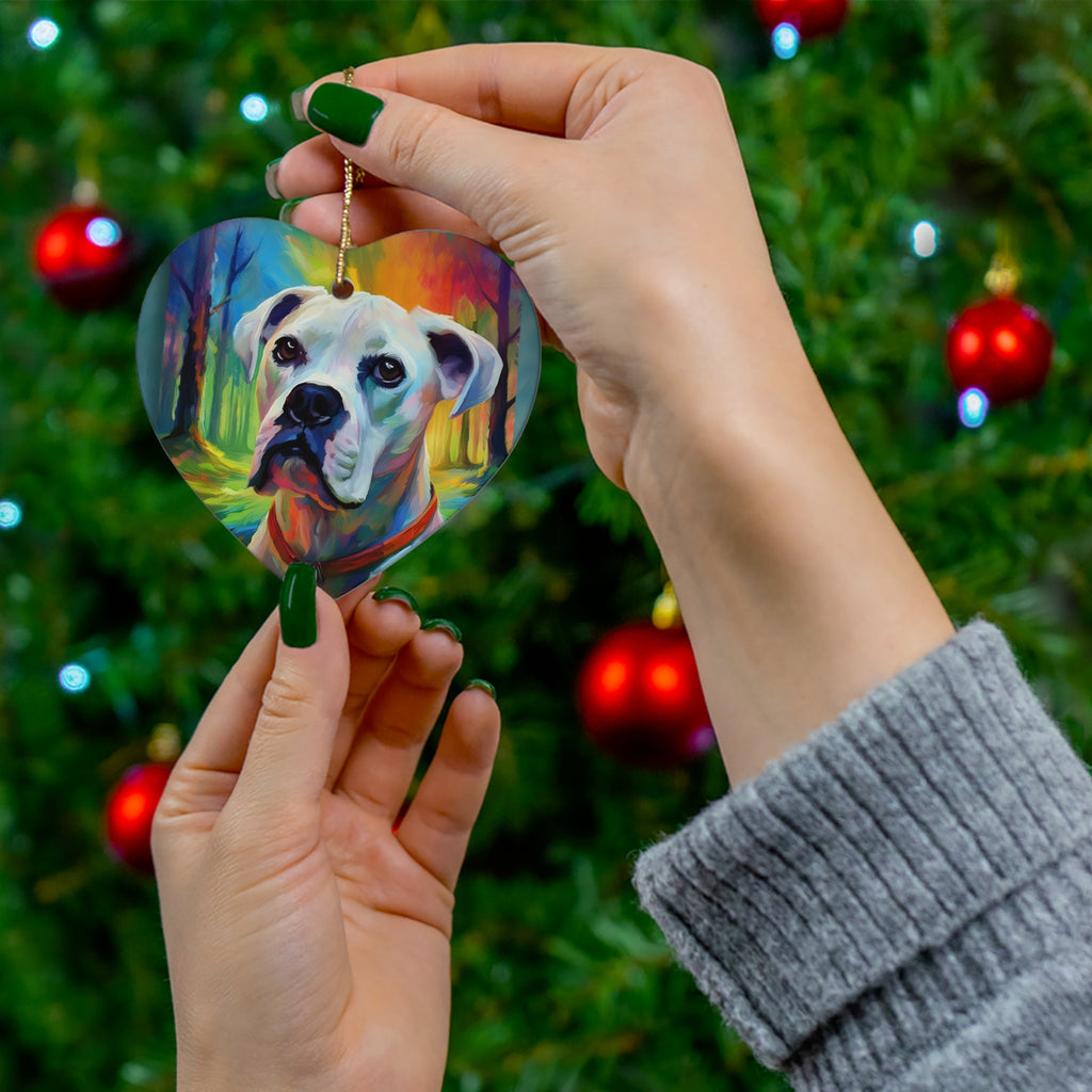 Boxer Rainbow Sky Ceramic Ornament