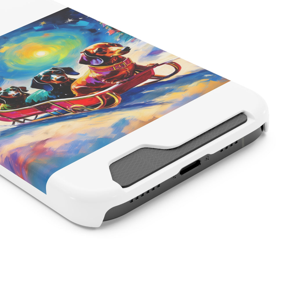Dachshund Night Sleighride Phone Case with Card Holder