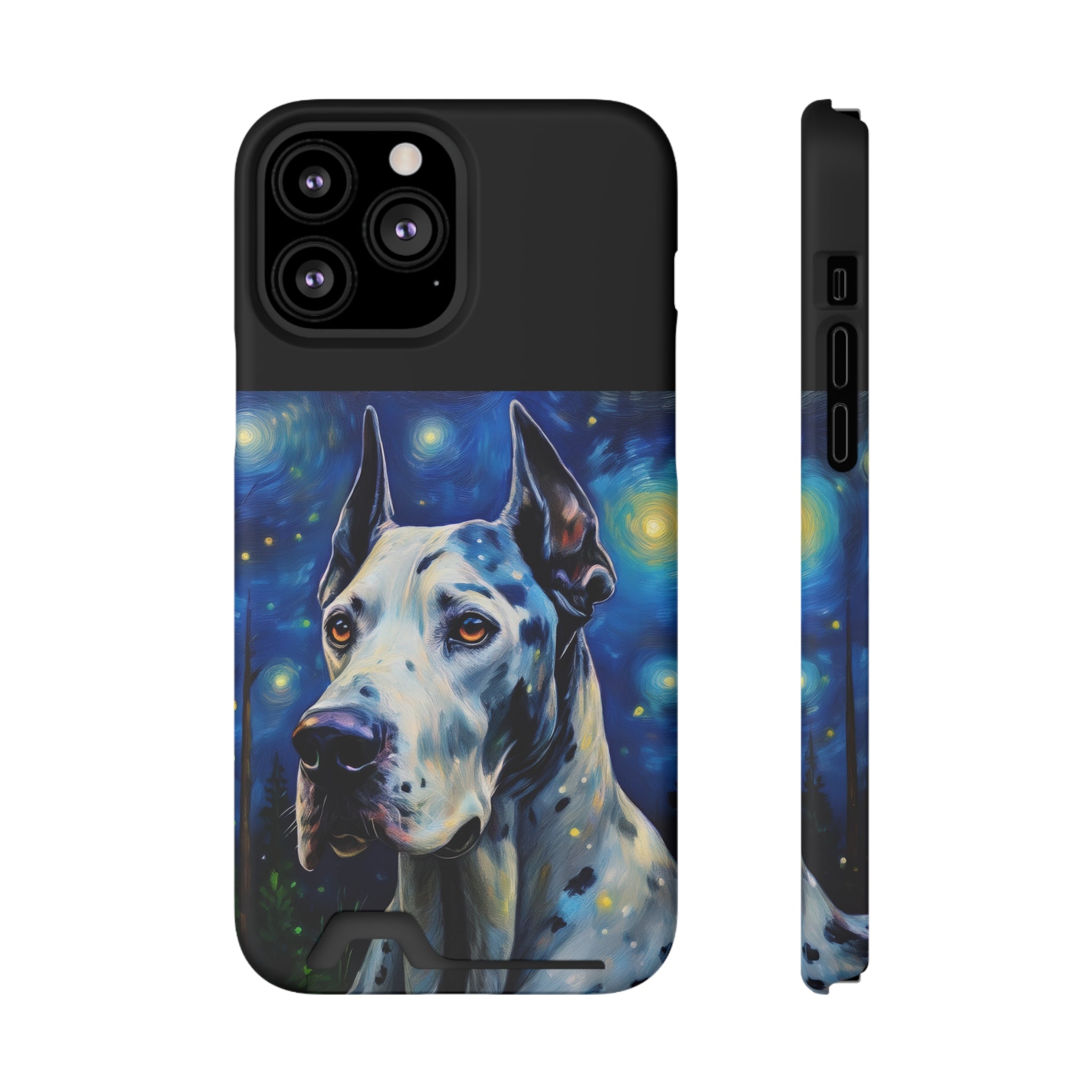 Great Dane Stary Night Phone Case with Card Holder