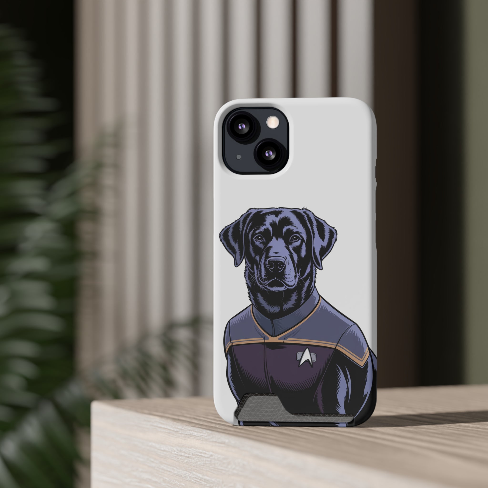 Black Lab Dog-Fleet Phone Case with Card Holder