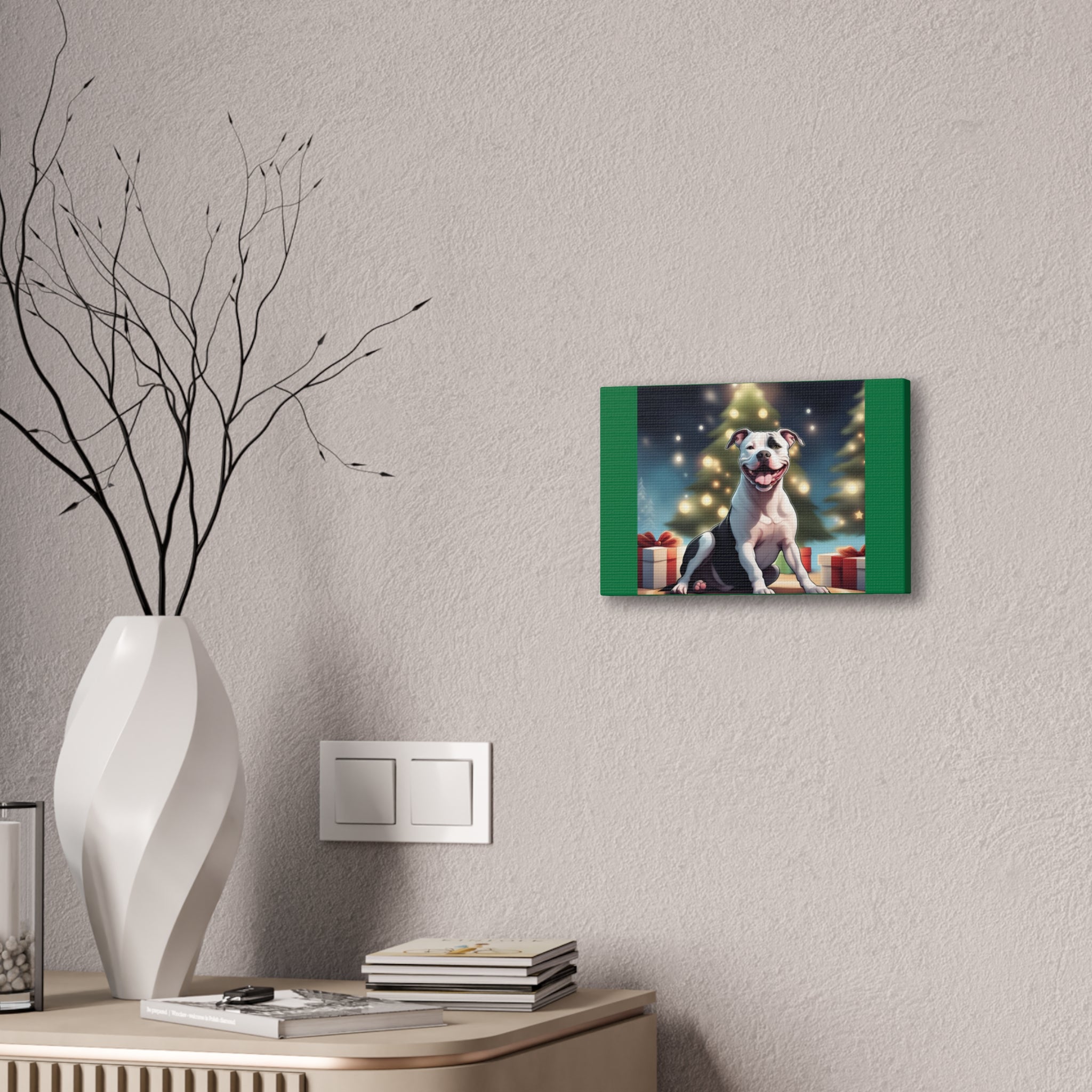 Pit Bull Holiday Canvas Stretched, 0.75"