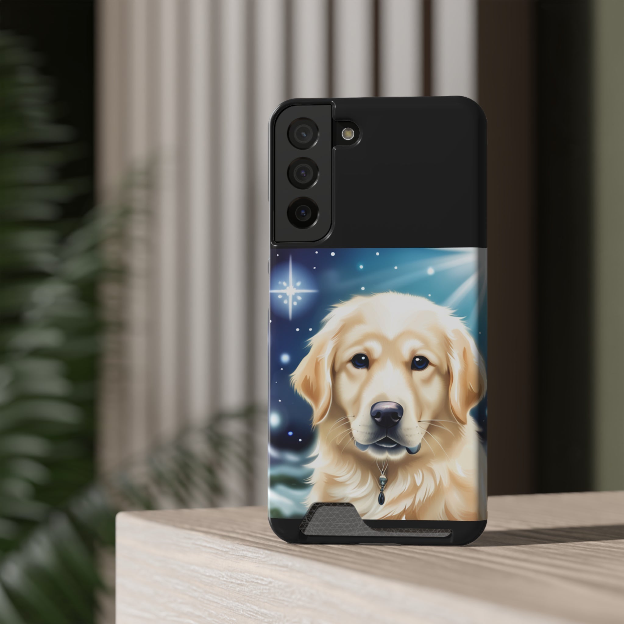 Golden Retriever Stary Night Phone Case with Card Holder