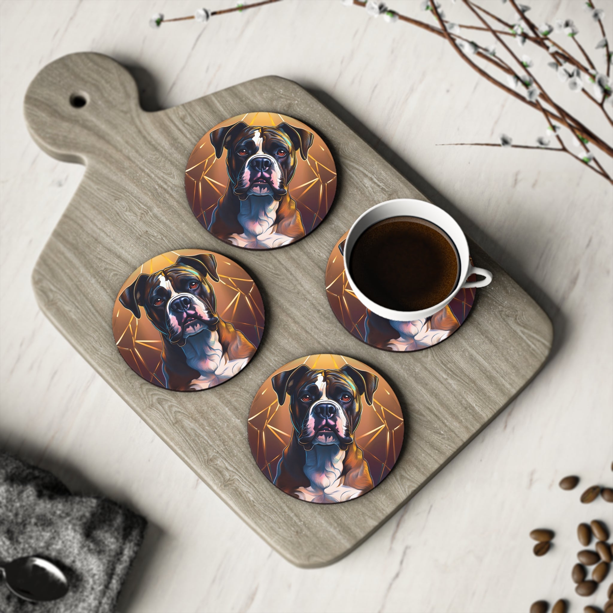Brindle Gold Boxer Coasters