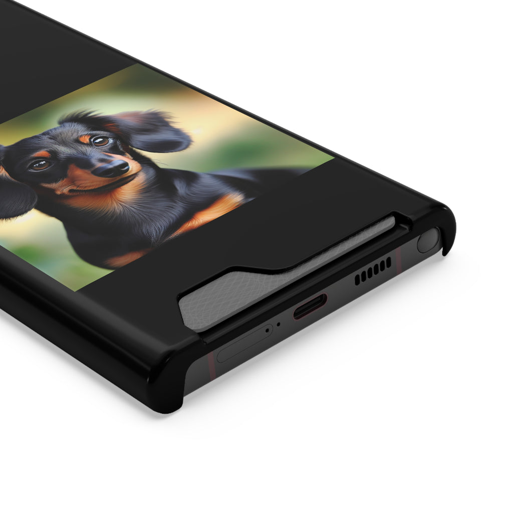 Dachshund Black and Brown Phone Case with Card Holder