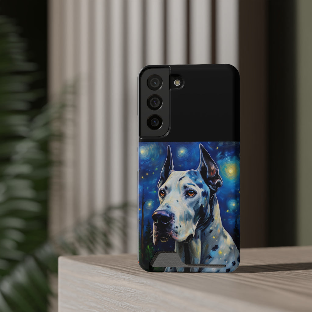 Great Dane Stary Night Phone Case with Card Holder