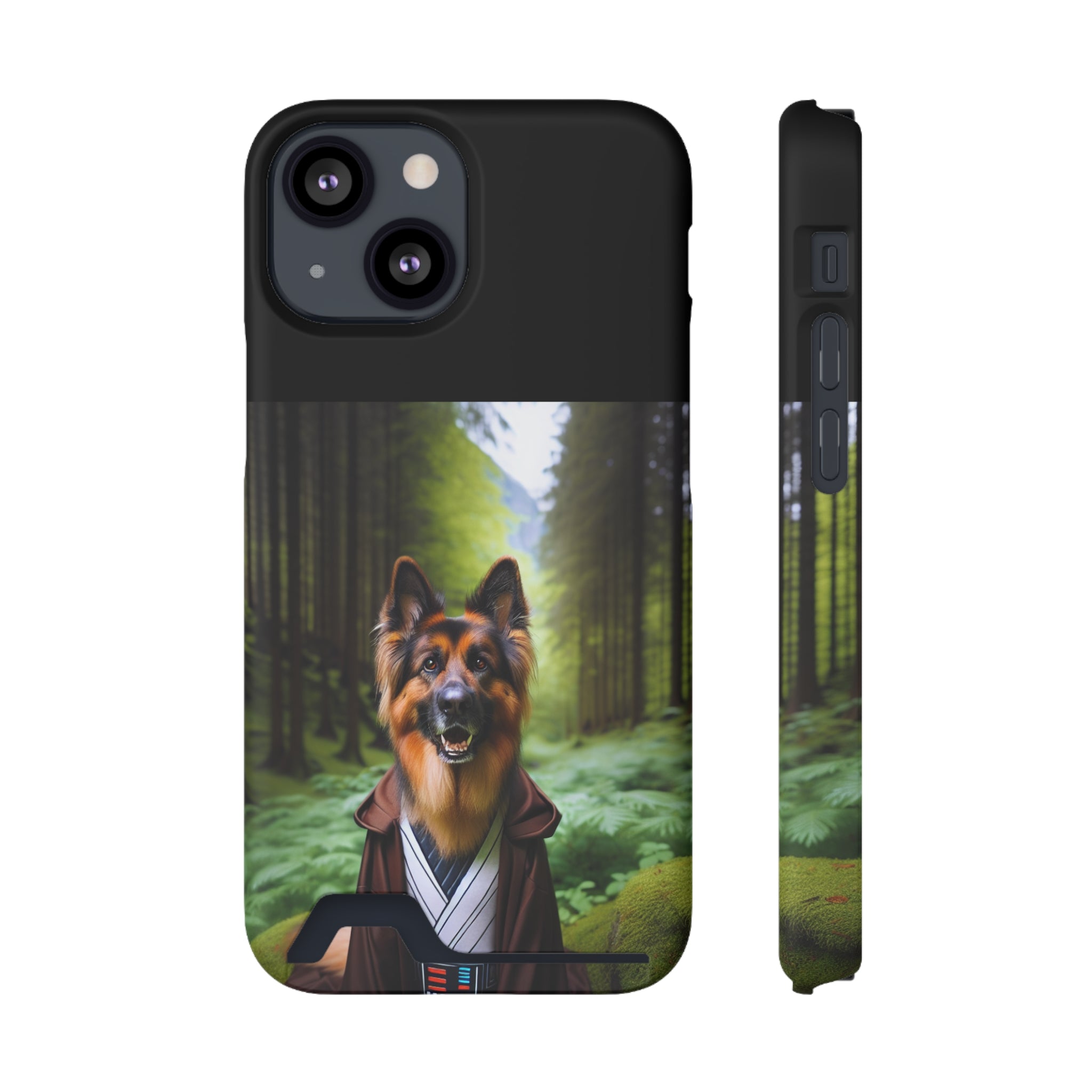 German Shepherd Forest Night Phone Case with Card Holder