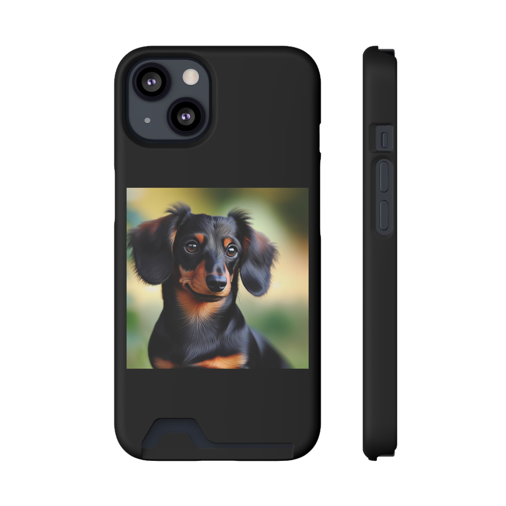 Dachshund Black and Brown Phone Case with Card Holder