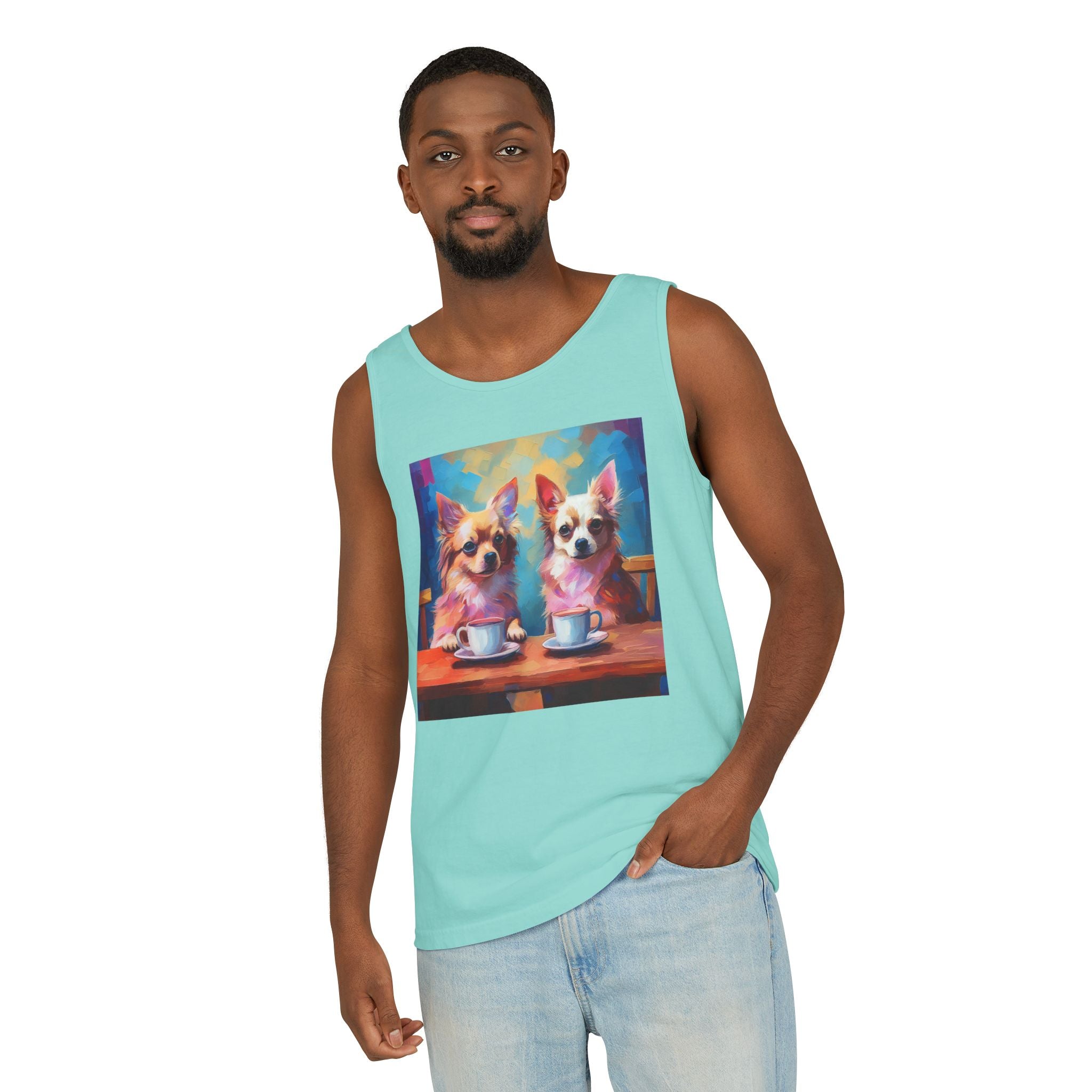 Cafe con Chihuahua Unisex Tank Top