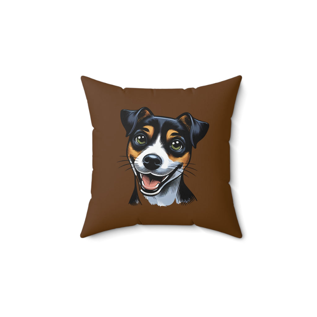Jack Russel Polyester Square Pillow