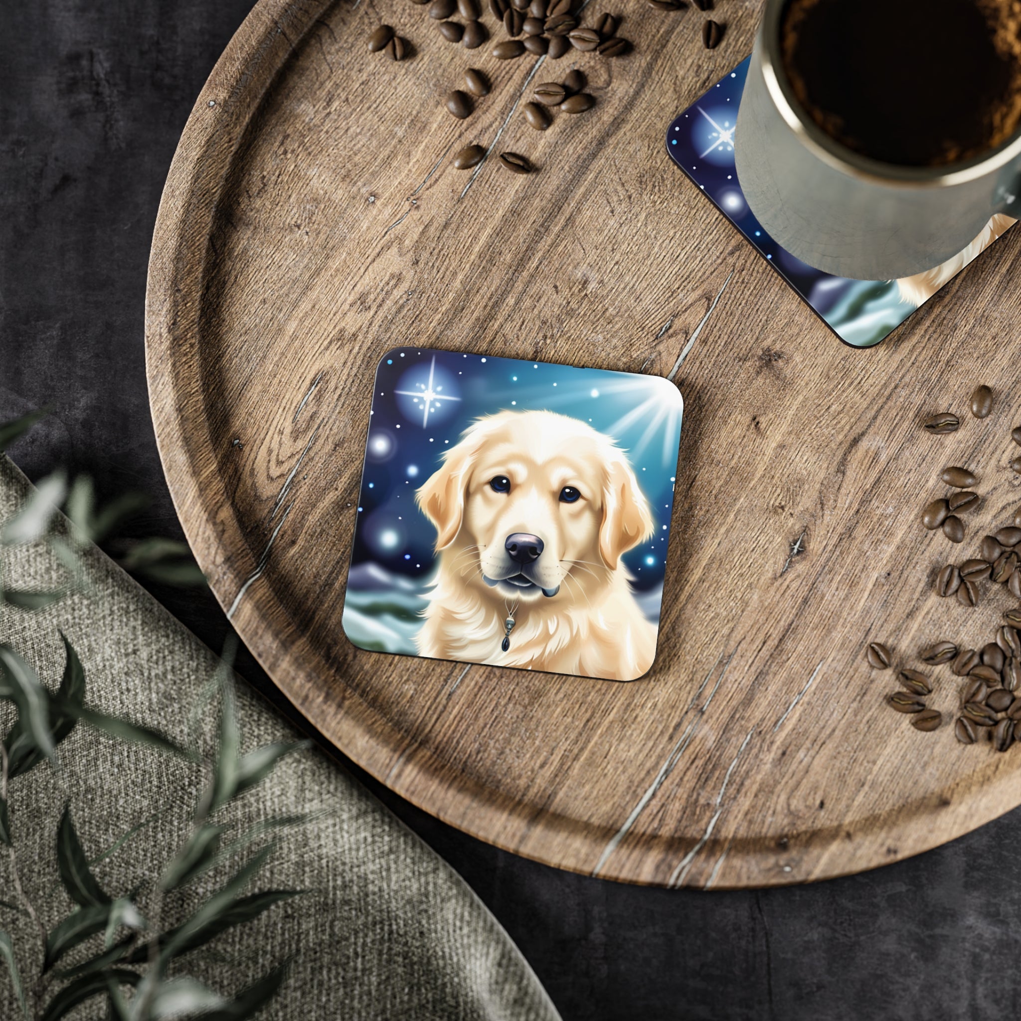 Golden Retriever Stary Night Coasters