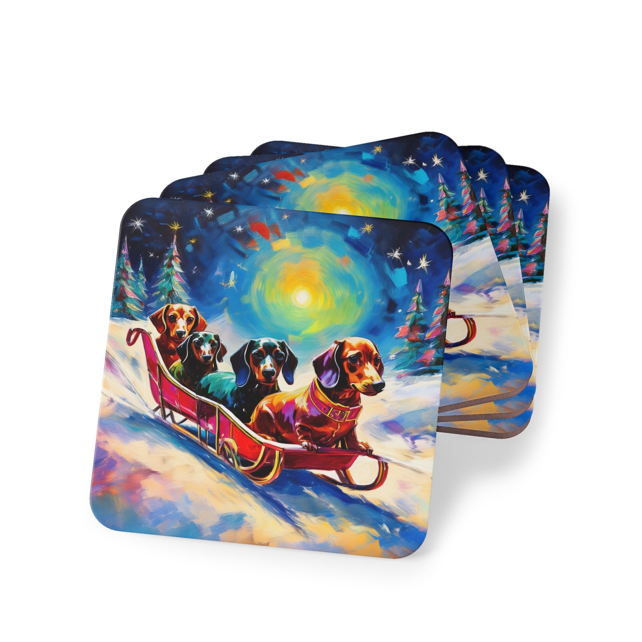 Dachshund Night Sleighride Coasters
