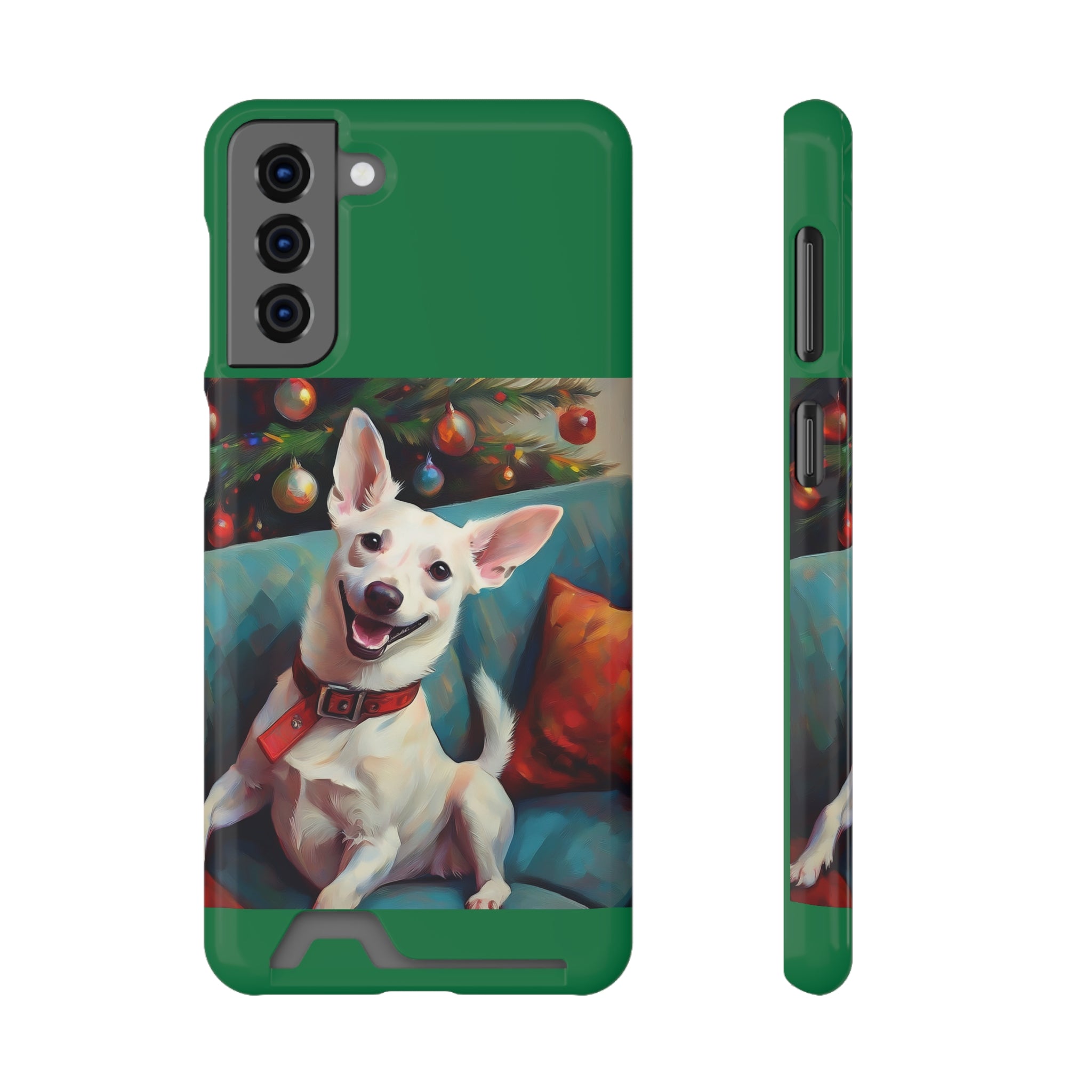 White Corgi Holiday II Phone Case with Card Holder