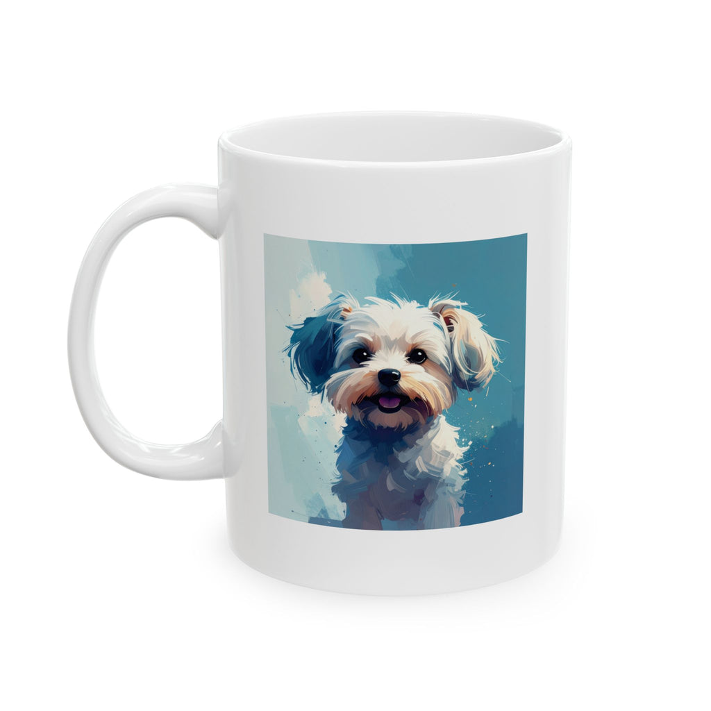 White Frost Yorkie Ceramic Mug, (11oz, 15oz)