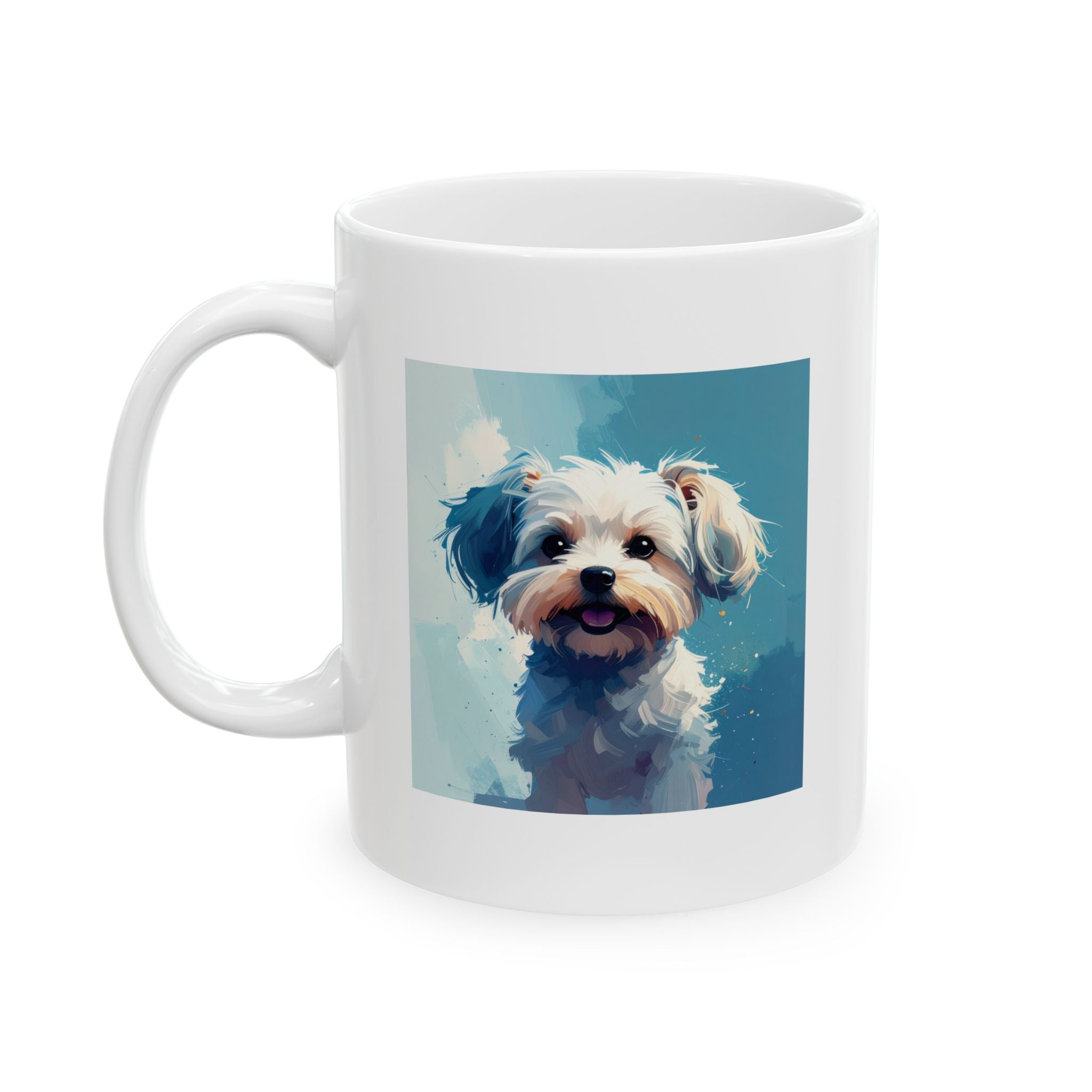White Frost Yorkie Ceramic Mug, (11oz, 15oz)