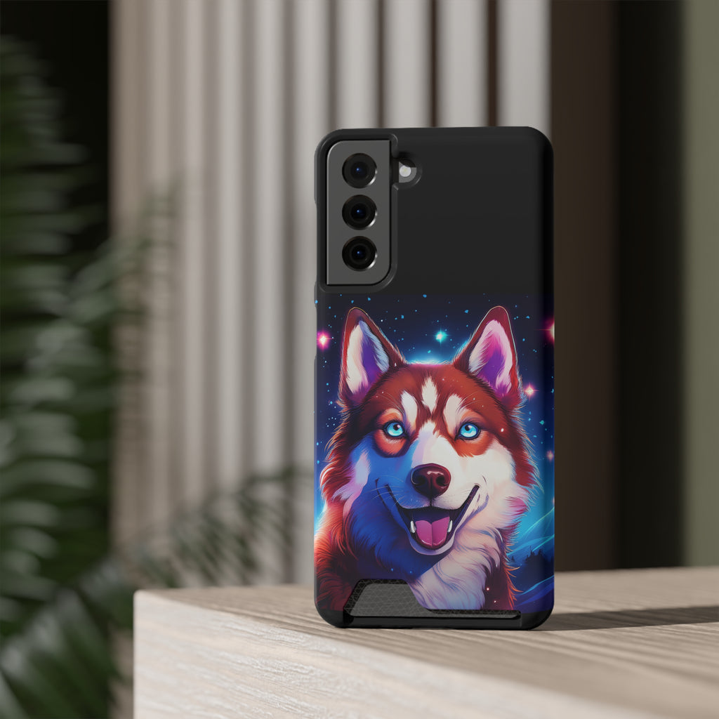 Eskimo Husky Stary Night Phone Case with Card Holder