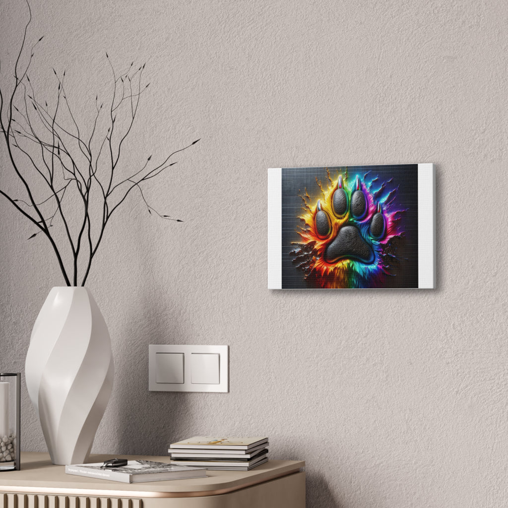 Electric Rainbow Dog Paw Canvas Stretched, 0.75"