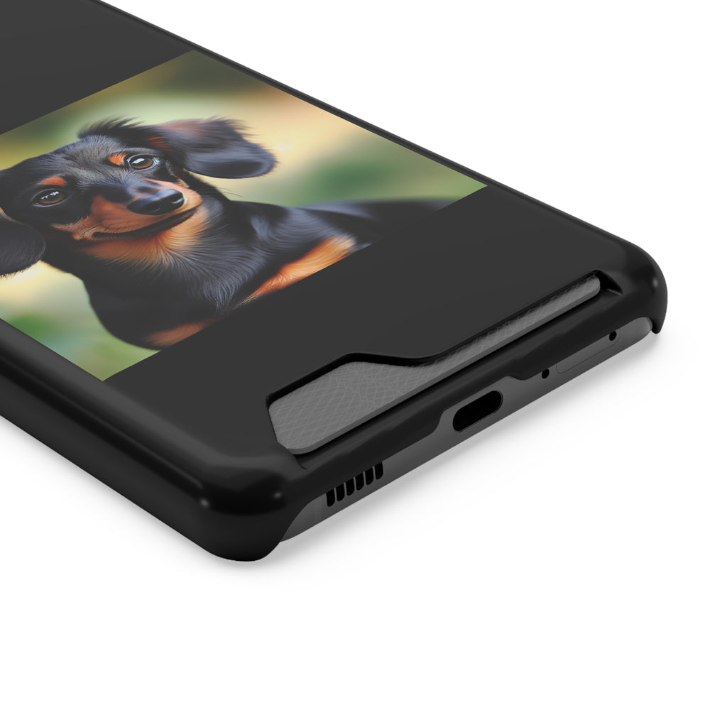 Dachshund Black and Brown Phone Case with Card Holder