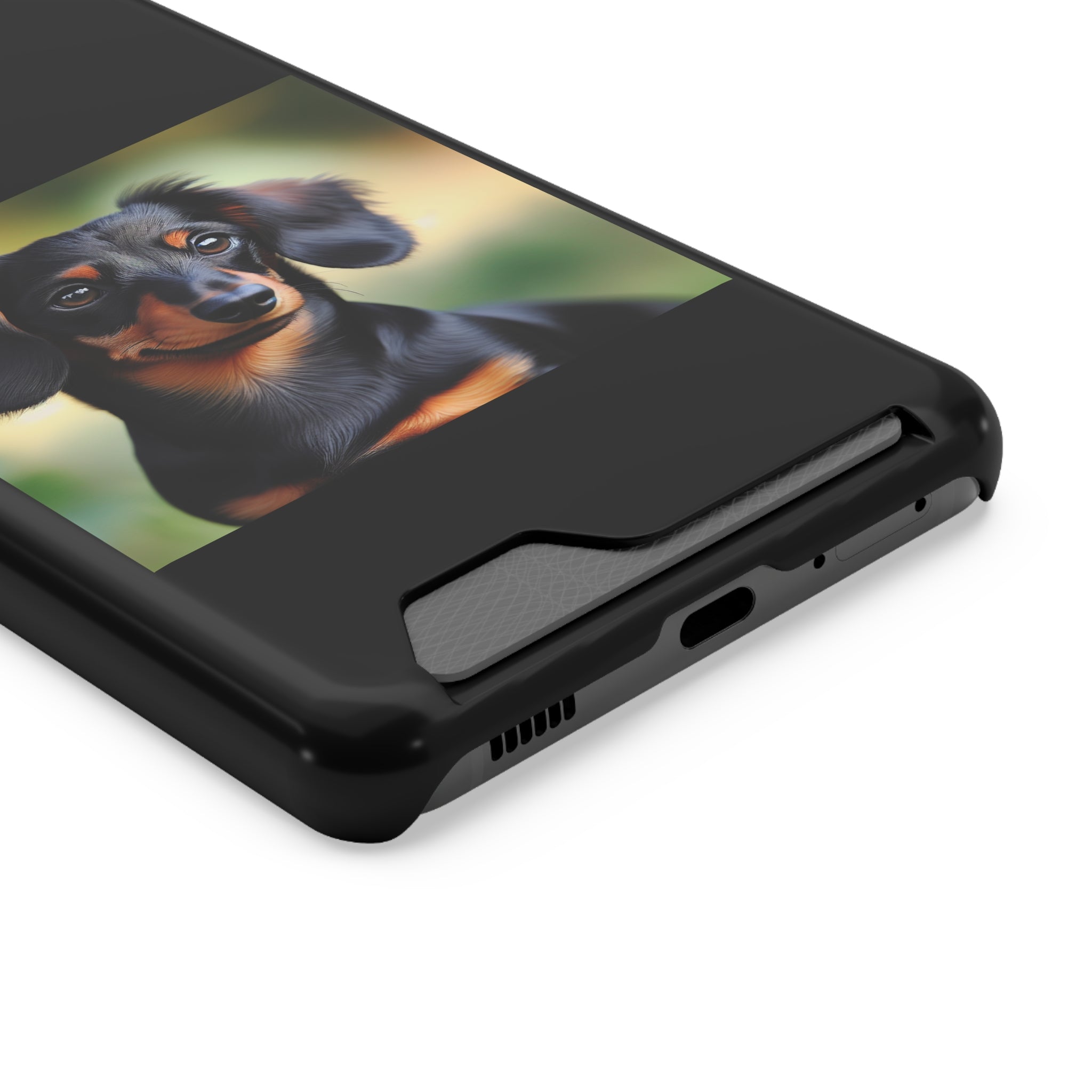 Dachshund Black and Brown Phone Case with Card Holder