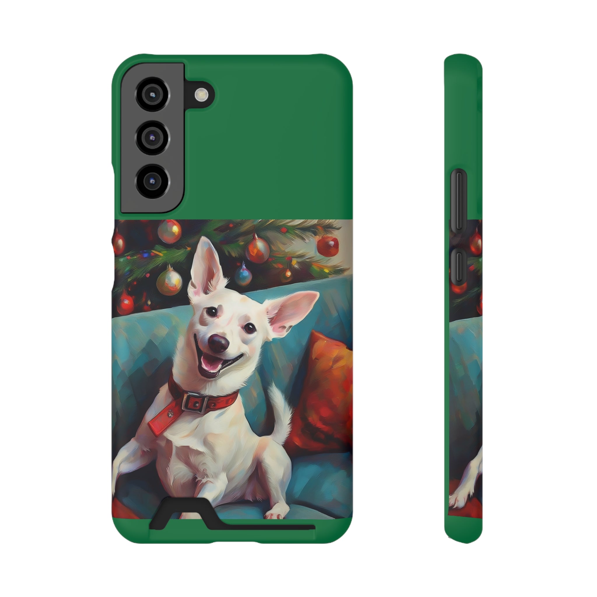 White Corgi Holiday II Phone Case with Card Holder