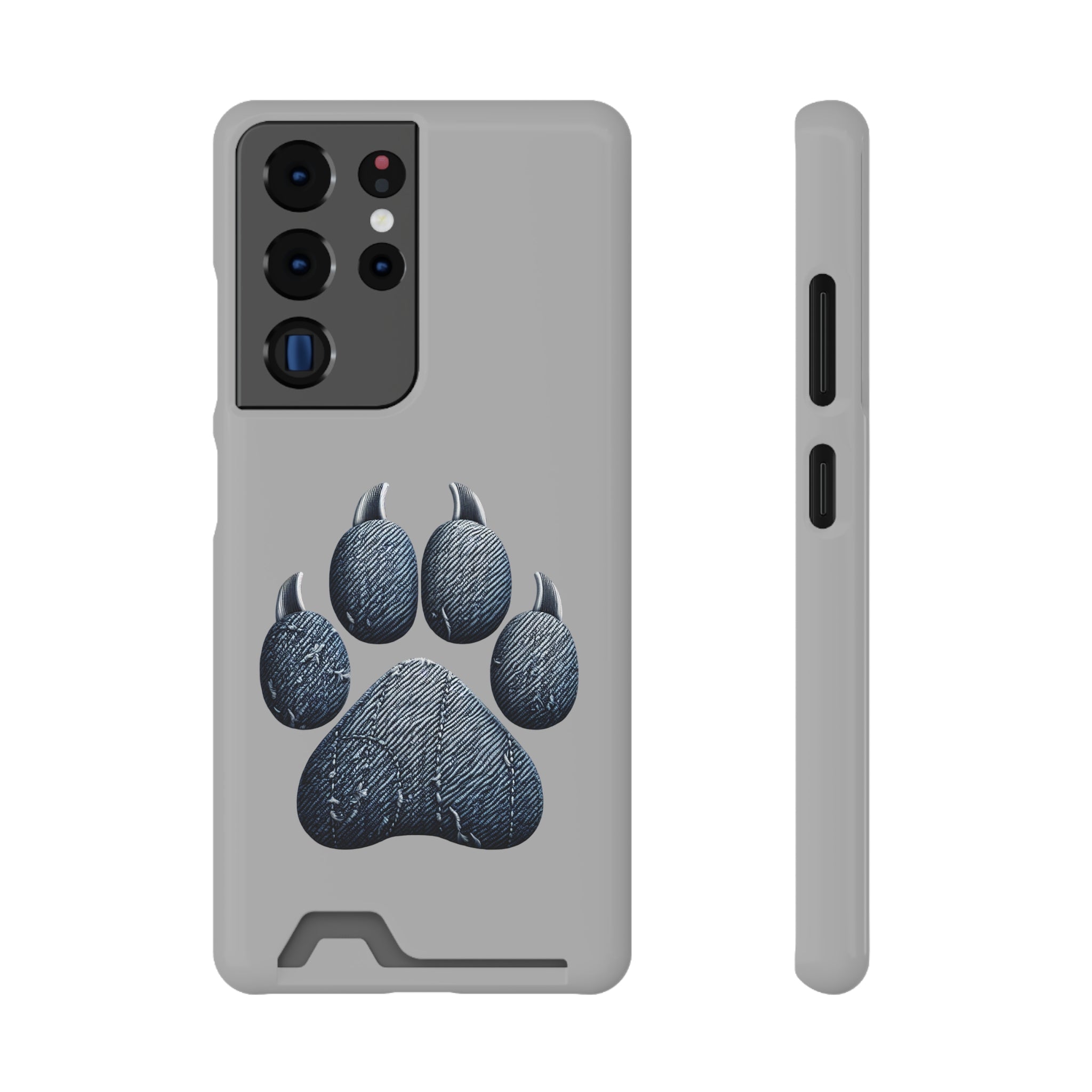 Denim Dog Paw Phone Case with Card Holder
